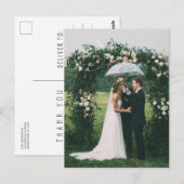 モダンThank You Wedding Day Photo ポストカード (正面/裏面)