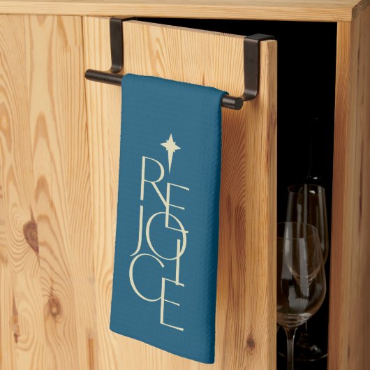 モダンTOPOGRAPHIC REJOICE & star Christmas キッチンタオル (三つ折り)