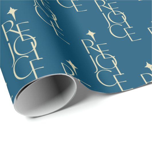 モダンTOPOGRAPHIC REJOICE & star Christmas ラッピングペーパー (ロールコーナー)