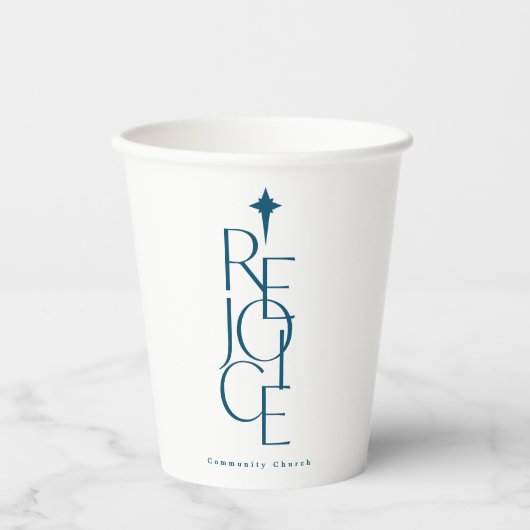 モダンTOPOGRAPHIC REJOICE & star Christmas 紙コップ (正面)