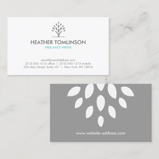 モダンTREE GRAY/WHITE Business Card 名刺 (正面/裏面)