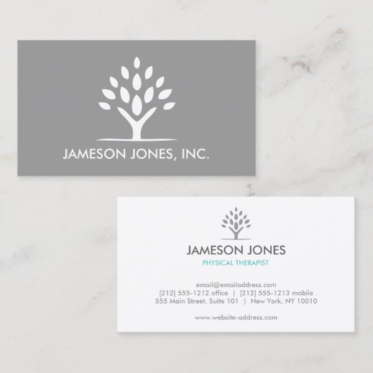 モダンTREE WHITE/GRAY名刺 名刺 (正面/裏面)