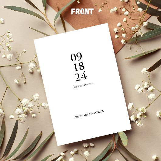 モダンTrendはっきりした Script Black & White 結婚's 招待状