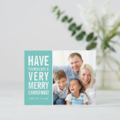 モダンTYPEはっきりしたシンプル非常に陽気なクリスマスのミント シーズンポストカード (スタンド正面)