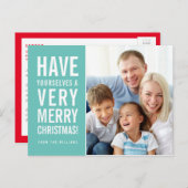 モダンTYPEはっきりしたシンプル非常に陽気なクリスマスのミント シーズンポストカード (正面/裏面)