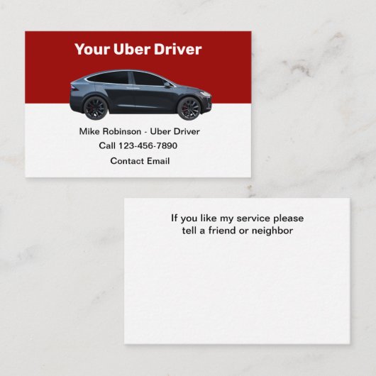 モダンUberドライバー配車サービス 名刺 (正面/裏面)