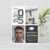 モダンVarsity Black Photo Graduation Party 招待状 (スタンド正面)