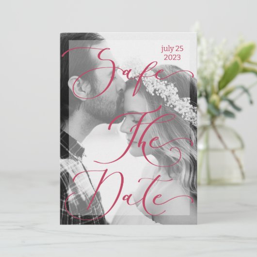 モダンvivaマゼンタエレガント写真 招待状 (スタンド正面)