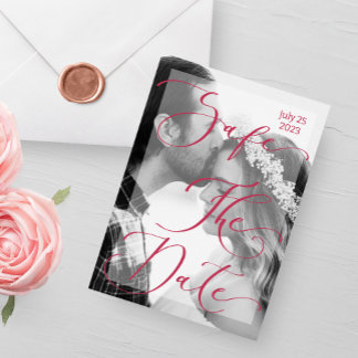 モダンvivaマゼンタエレガント写真 招待状