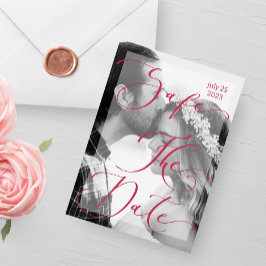 モダンvivaマゼンタエレガント写真 招待状