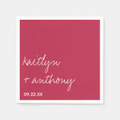 モダンViva Magentaのスクリプミニマルト スタンダードカクテルナプキン (正面)