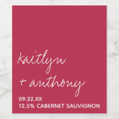 モダンViva Magentaのスクリプミニマルト ワインラベル (シングルラベル)