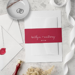 モダンViva Magentaのスクリプミニマルト 招待状ベリーバンド