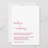 モダンViva Magentaのスクリプミニマルト 招待状 (正面)