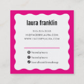 モダンWAVEミニマルシックシンプル暗い赤紫色ピンク スクエア名刺 (裏面)