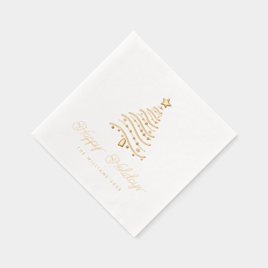 モダンWavy Christmas Tree & Stars 箔ナプキン (右)