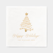 モダンWavy Christmas Tree & Stars 箔ナプキン (正面)