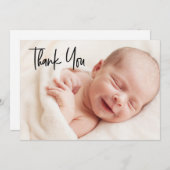 モダンWelcome Baby Shower写真 サンキューカード (正面/裏面)
