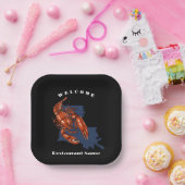 モダンwelcome crawfish louisiana名前をカスタムする ペーパープレート (パーティー)