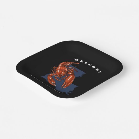 モダンwelcome crawfish louisiana名前をカスタムする ペーパープレート (傾斜あり)