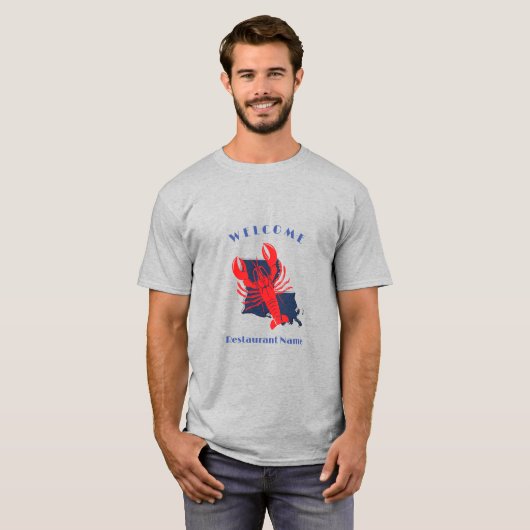 モダンwelcome crawfish louisiana名前をカスタムする tシャツ (正面フル)