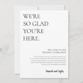モダンWelcome Letter & Timelineのカー結婚ド シーズンカード (正面)