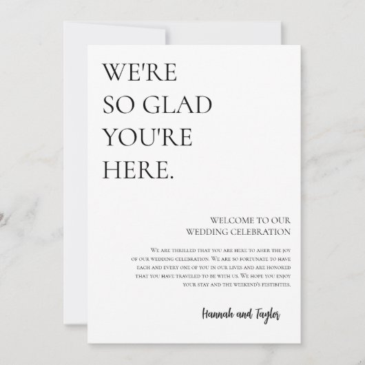 モダンWelcome Letter & Timelineのカー結婚ド シーズンカード (正面)