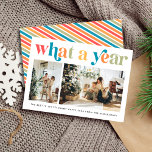 モダンWhat a Yearレトロカラフル2写真 シーズンカード<br><div class="desc">モダンWhat a Yearレトロ2カラフルフォトホリデーカード</div>