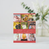 モダンWhat a Year Berry Red Photo Collage シーズンポストカード (スタンド正面)