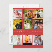 モダンWhat a Year Berry Red Photo Collage シーズンポストカード (正面/裏面)