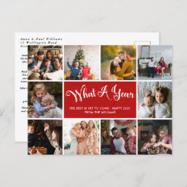 モダンWhat A Year Photo Collageはがき ポストカード