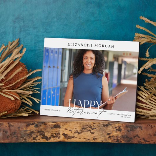 モダンWhite Happy Retirement Keepsake写真 フォトプラーク (側面)