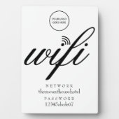 モダンWi-Fiネットワークとパスワードのロゴサイン フォトプラーク (正面)