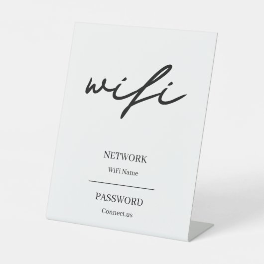 モダンWiFiパスワードネットワークディスプレイペダスタルサイン 台座サイン (正面)