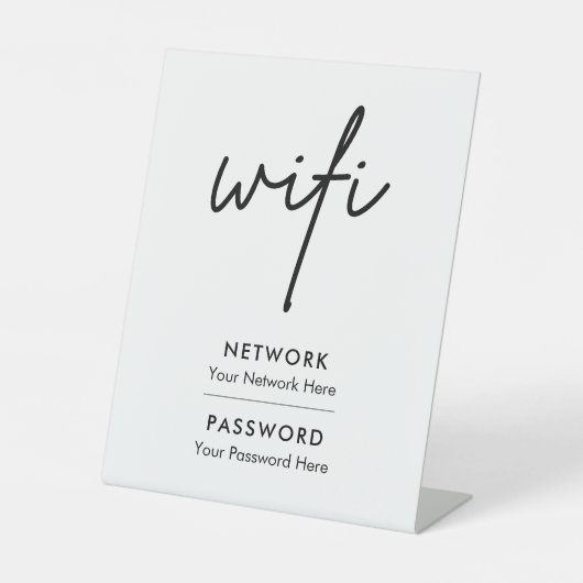 モダンWiFiパスワードネットワークペデスタルサイン 台座サイン (正面)