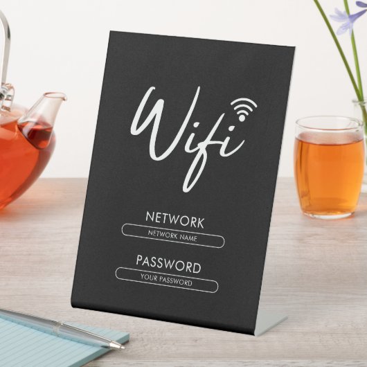 モダンWiFiパスワードネットワーク 台座サイン (インサイチュ)