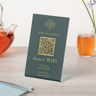 モダンWifiパスワード & ネットワーク | ビジネスQRコード 台座サイン
