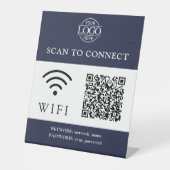 モダンWifiパスワード & ネットワーク | QRコードロゴ 台座サイン (正面)