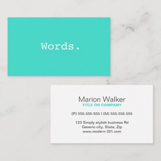 モダンwriter publisherエディタターコイズ青 名刺 (正面/裏面)