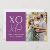 モダンXOXOパープルバレンタインデー写真 シーズンカード (正面)