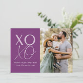 モダンXOXOパープルバレンタインデー写真 シーズンカード (スタンド正面)