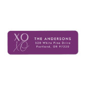 モダンXOXOパープル差出人住所 ラベル (正面)
