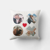 モダンxoxo 4フォトコラージュ赤恋ハート クッション (裏面)