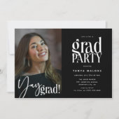 モダンYay Grad写真卒業パーティー 招待状 (正面)