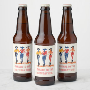 モダンYeehawカウガール誕生日パーティー オーダーメイド ビールラベル
