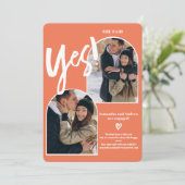 モダンyes2写真アーチコーラルオレンジ婚約 案内状 (スタンド正面)