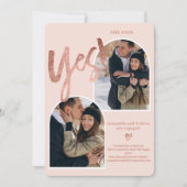 モダンyes2写真アーチバラ金ゴールドピンク婚約 案内状 (正面)