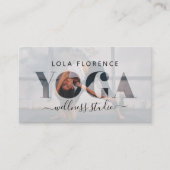 モダンYOGAミニマル文字はっきりしたオーバーレイカスタム写真 名刺 (正面)