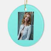 モダーシックなミニマリストモノグラムターコイズアクアブルー セラミックオーナメント (左)