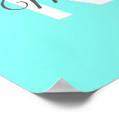 モダーシックなミニマリストモノグラムターコイズアクアブルー ポスター (角)